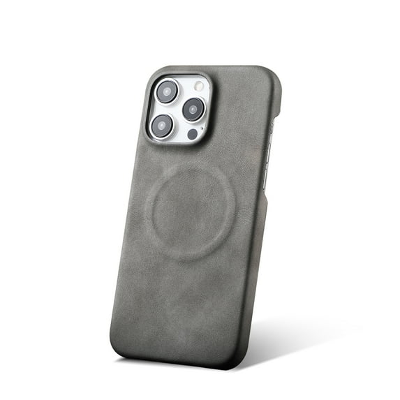Allytechgroup Case for iPhone 13 Pro Max Compatible with MagSafe for Women Men, Shockproof Slim Thin Retro PU Leather Lightweight Case for iPhone 13 Pro Max - Gray