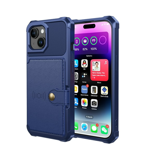 Allytechgroup Case for iPhone 13 Pro Max, Flip Card Pocket Feature Magnetic Car Mount Shockproof Anti-drop Heavy Duty Protective Case for iPhone 13 Pro Max 2024, Darkblue