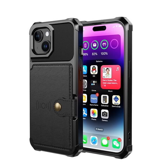 Allytechgroup Case for iPhone 13 Pro Max, Flip Card Pocket Feature Magnetic Car Mount Shockproof Anti-drop Heavy Duty Protective Case for iPhone 13 Pro Max 2024, Black