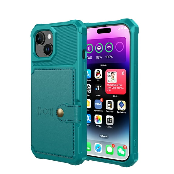 Allytechgroup Case for iPhone 13 Pro Max, Flip Card Pocket Feature Magnetic Car Mount Shockproof Anti-drop Heavy Duty Protective Case for iPhone 13 Pro Max 2024, Green