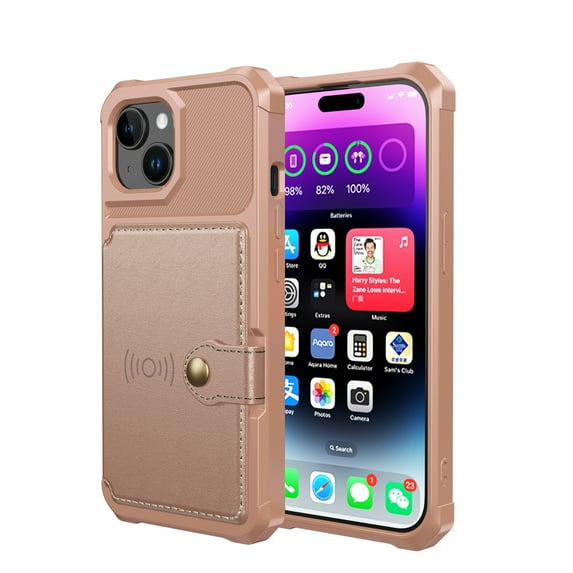 Allytechgroup Case for iPhone 13 Pro Max, Flip Card Pocket Feature Magnetic Car Mount Shockproof Anti-drop Heavy Duty Protective Case for iPhone 13 Pro Max 2024, Rosegold
