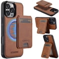 thumbnail image 1 of Allytechgroup Case for iPhone 13 Pro Max, PU Leather 2 In 1 Wallet Stand Case with Detachable Card Holder Support Wireless Charging Shockproof Magnetic Back Cover for iPhone 13 Pro Max, Brown, 1 of 13