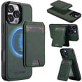 thumbnail image 1 of Allytechgroup Shockproof PU Leather 2 in 1 Wallet Stand Case Wallet Case Cell Phone Case for Apple iPhone 13 Pro Max, Green, 1 of 13