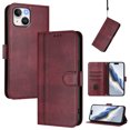 thumbnail image 1 of Allytechgroup Case for iPhone 14 with Credit Card Slot, RFID Blocking PU Leather Flip Wallet Stand Phone Case with Lanyard Shockproof and Anti-Scratch Cover for iPhone 14, Winered, 1 of 6