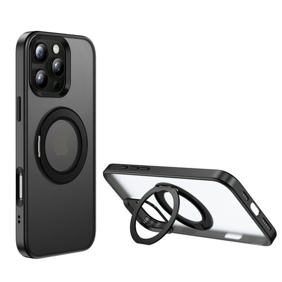 Allytechgroup Case for iPhone 14 Pro with Kickstand, Support Wireless Charging Built-in 360° Rotatable Ring Holder Stand Rugged Heavy Duty Durable Cover Case for Women Men, Black