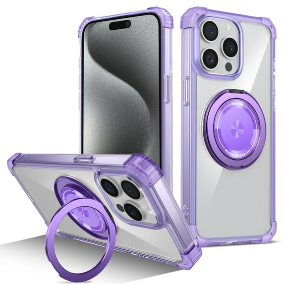 Allytechgroup Case for iPhone 14 Pro Women Men, Ring Holder Kickstand Minimalist Shockproof Protective Back Cover Phone Case for iPhone 14 Pro, Purple