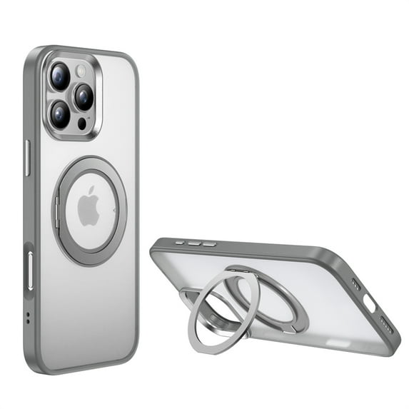 Allytechgroup Case for iPhone 15 with Kickstand, Support Wireless Charging Built-in 360° Rotatable Ring Holder Stand Rugged Heavy Duty Durable Cover Case for Women Men, Gray