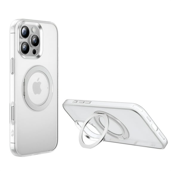 Allytechgroup Case for iPhone 15 with Kickstand, Support Wireless Charging Built-in 360° Rotatable Ring Holder Stand Rugged Heavy Duty Durable Cover Case for Women Men, Clear