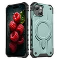 thumbnail image 1 of Allytechgroup Case for iPhone 15 Plus, [Compatible with Magsafe] Wireless Charging Shell with Magnetic Card Pockets [Military Drop Protection] Rugged Hard Back & Shockproof TPU Cover, Midnightgreen, 1 of 12