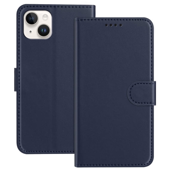 Allytechgroup Case for iPhone 15 Plus with Credit Card Slot, Slim Luxury PU Rugged Non-Slip Grip Shockproof Bumper Full Body Protective Cover Men Women Phone Case for iPhone 15 Plus, Blue