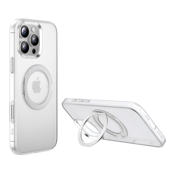 Allytechgroup Case for iPhone 15 Pro Max with Kickstand, Support Wireless Charging Built-in 360° Rotatable Ring Holder Stand Rugged Heavy Duty Durable Cover Case for Women Men, Clear