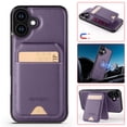 thumbnail image 1 of Allytechgroup Case for iPhone 16 with Detachable Cards Holder, RFID Blocking 2 In 1 Wallet Case with Kickstand Shockproof Back Cover Shell for iPhone 16, Purple, 1 of 8
