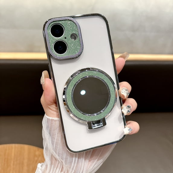 Allytechgroup Case for iPhone 16, Mirror for Girls Women Makeup Compatible with MagSafe Soft TPU Bumper Slim Fit Anti-Drop Shockproof Protective Case for Apple iPhone 16, Green