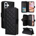 thumbnail image 1 of Allytechgroup Case for iPhone 16 Plus with Credit Card Slot, Built-in Shoulder Strap Lanyard PU Leather Wallet Flip Stand Case Full Body Shockproof Protective for iPhone 16 Plus, Black, 1 of 8