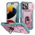 thumbnail image 1 of Allytechgroup Case For iPhone 16 Pro Max with Slide Camera Cover, [Include 1x Screen Protector] 360° Rotated Kickstand Military Grade Shockproof Protective Cover For iPhone 16 Pro Max, Pink+Green, 1 of 9