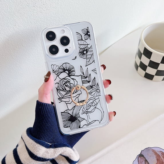 Allytechgroup Shock-Absorbent Flower Design TPU Soft Shell Back Cover Cell Phone Case with Protective Case Cover for Apple iPhone 16, Other