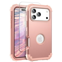 Allytechgroup Case for iPhone 17 Pro Max with 1 Pack Screen Protector, Slim Lightweight Soft TPU Rugged PC Triple-Layers Four Corners Protection Shockproof Case for iPhone 17 Pro Max, Rosegold