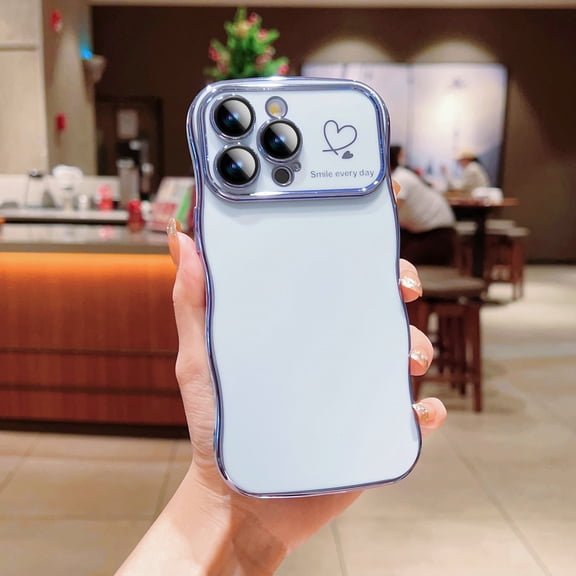 Allytechgroup Case for iPhone 17 Pro Max, [Camera Lens Protector] Lightweight Curly Wave Frame Plating Frame Rugged Non-Slip Shockproof Protective Back Cover Bumper for iPhone 17 Pro Max, Blue