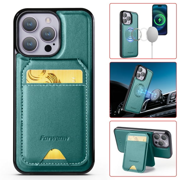 Allytechgroup Case for iPhone 7 / 8 / SE 2022 & 2020 with Detachable Cards Holder, RFID Blocking 2 In 1 Wallet Case with Kickstand Shockproof Back Cover Shell for iPhone 7 / 8 / SE 2022 & 2020, Green