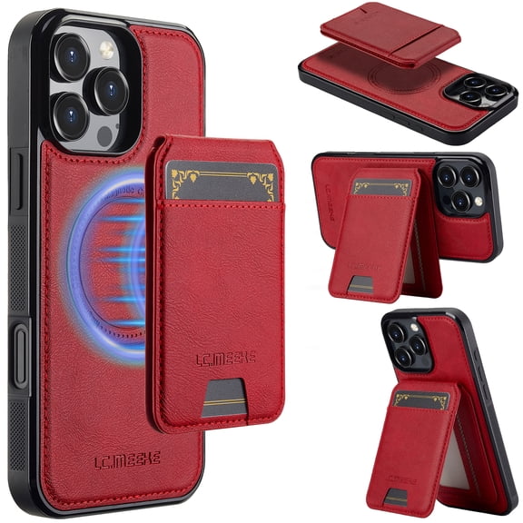 Allytechgroup Case for iPhone 7 / 8 / SE 2022 & 2020, PU Leather 2 In 1 Wallet Stand Case with Detachable Card Holder Support Wireless Charging Shockproof Magnetic Back Cover for Women Men, Red