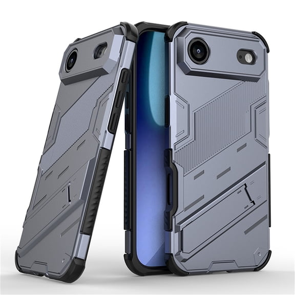 Allytechgroup Case for iPhone Air, Built-in Invisible Kickstand Camera Screen Protection, Slim Lightweight Four Corners Drop Protection Shockproof Rugged PC Back Case for Women Men, Gray