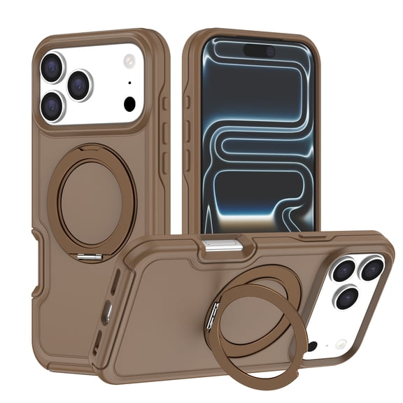 Allytechgroup Case for iPhone Air with Ring Holder Kickstand, Hard PC Lightweight Rugged Non-Slip Anti-Fingerprint Shockproof Protective Back Cover Bumper for iPhone Air, Coffee