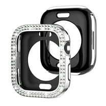 Allytechgroup Case for iWatch Series 10 46mm, Bling Sparkly Diamond Rhinestones Support Wireless Charging No Screen Protective Heavy Duty Protection for Apple Watch Series 10 46mm, Silver