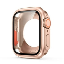 Allytechgroup Case for Apple Watch Series 11 Series 10 46mm, Build-in Tempered Glass Screen Protector Rugged Support Wireless Charging Shockproof Dustproof Full Body Protective Case, Rosegold