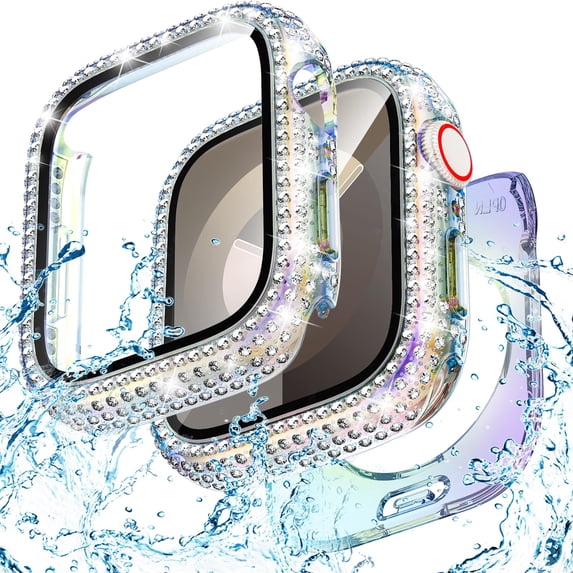Allytechgroup Case for iWatch Series 6/5/4/SE 40mm with Screen Protection, Bling Sparkly Diamond Rhinestones Compatible with MagSafe Shockproof Full Body Cover for Women Girls, Colour