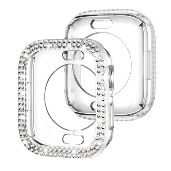 Allytechgroup Case for iWatch Series 6/5/4/SE 44mm, Bling Sparkly Diamond Rhinestones Support Wireless Charging No Screen Protective Heavy Duty Protection for Apple Watch Series 6/5/4/SE 44mm, Clear