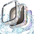 thumbnail image 1 of Allytechgroup Case for iWatch Series 6/5/4/SE 44mm with Screen Protection, Bling Sparkly Diamond Rhinestones Compatible with MagSafe Shockproof Full Body Cover for Women Girls, Colour, 1 of 7