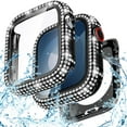 thumbnail image 1 of Allytechgroup Case for iWatch Series 6/5/4/SE 44mm with Screen Protection, Bling Sparkly Diamond Rhinestones Compatible with MagSafe Shockproof Full Body Cover for Women Girls, Black, 1 of 6