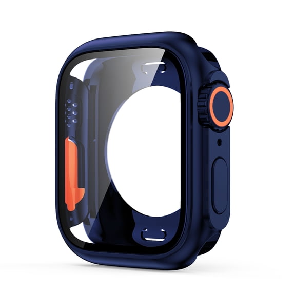 Allytechgroup Case for iWatch Series 9/8/7 45mm, Build-in Tempered Glass Screen Protector Rugged Support Wireless Charging Shockproof Dustproof Full Body Protective Case for Women Men, Blue