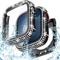 thumbnail image 1 of Allytechgroup Case for iWatch Series 9/8/7 45mm with Screen Protection, Bling Sparkly Diamond Rhinestones Compatible with MagSafe Shockproof Full Body Cover for Women Girls, Black, 1 of 6