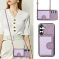 thumbnail image 1 of Allytechgroup Cell Phone Bag Case for Galaxy A15, Premium PU Leather Cards Holder Magnetic Closure Shockproof Back Cover Crossbody Lanyard Wallet Case for Samsung Galaxy A15, Purple, 1 of 6