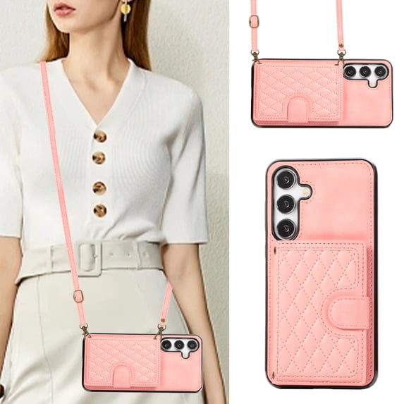Allytechgroup Cell Phone Bag Case for Galaxy A25 5G, Premium PU Leather Cards Holder Magnetic Closure Shockproof Back Cover Crossbody Lanyard Wallet Case for Samsung Galaxy A25 5G, Rosegold