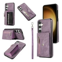 Allytechgroup Cell Phone Bag Case for Galaxy A36 5G, Crossbody Strap Lanyard Cards Holder Shockproof Zipper Pocket Wallet Case Cover for Samsung Galaxy A36 5G, Purple