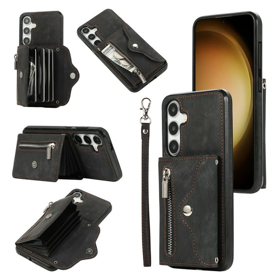 Allytechgroup Cell Phone Bag Case for Galaxy Note 20, Crossbody Strap Lanyard Cards Holder Shockproof Zipper Pocket Wallet Case Cover for Samsung Galaxy Note 20, Black