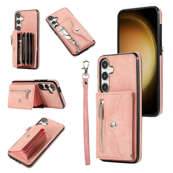 Allytechgroup Cell Phone Bag Case for Galaxy Note 20 Ultra, Crossbody Strap Lanyard Cards Holder Shockproof Zipper Pocket Wallet Case Cover for Samsung Galaxy Note 20 Ultra, Rosegold
