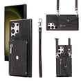 thumbnail image 1 of Allytechgroup Cell Phone Bag Case for Galaxy S23 Ultra, Crossbody Strap Lanyard Cards Holder Shockproof Zipper Pocket Wallet Case Cover for Samsung Galaxy S23 Ultra, Black, 1 of 10