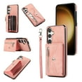 thumbnail image 1 of Allytechgroup Cell Phone Bag Case for Galaxy S24, Crossbody Strap Lanyard Cards Holder Shockproof Zipper Pocket Wallet Case Cover for Samsung Galaxy S24, Rosegold, 1 of 10