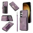 thumbnail image 1 of Allytechgroup Cell Phone Bag Case for Galaxy S24 Plus, Crossbody Strap Lanyard Cards Holder Shockproof Zipper Pocket Wallet Case Cover for Samsung Galaxy S24 Plus, Purple, 1 of 10