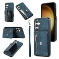 thumbnail image 1 of Allytechgroup Cell Phone Bag Case for Galaxy S24 Plus, Crossbody Strap Lanyard Cards Holder Shockproof Zipper Pocket Wallet Case Cover for Samsung Galaxy S24 Plus, Blue, 1 of 10