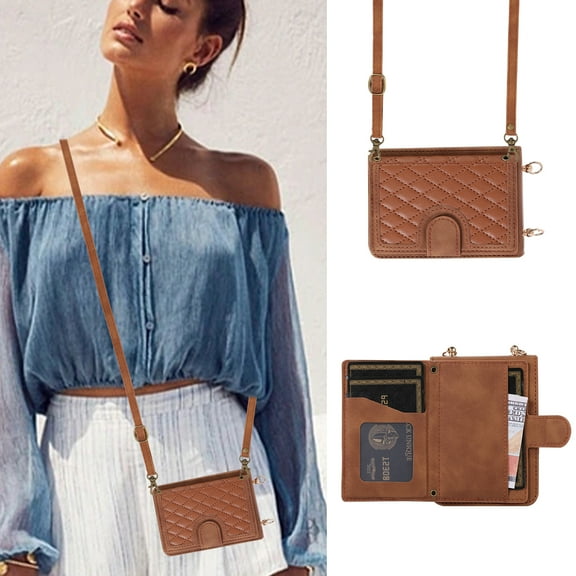 Allytechgroup Cell Phone Bag Case for Galaxy Z Flip 7, Premium PU Leather Cards Holder Magnetic Closure Shockproof Back Cover Crossbody Lanyard Wallet Case for Samsung Galaxy Z Flip 7, Brown