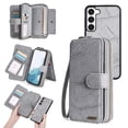thumbnail image 1 of Allytechgroup Cell Phone Bag Case for Samsung Galaxy S21 FE, 2 In 1 Wallet Case Detachable Back Cover Zipper Pocket Hand Wrist Shockproof Large Space Cards Holder Purse Case for Galaxy S21 FE, Gray, 1 of 8