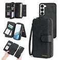 thumbnail image 1 of Allytechgroup Cell Phone Bag Case for Samsung Galaxy S22, 2 In 1 Wallet Case Detachable Back Cover Zipper Pocket Hand Wrist Shockproof Large Space Cards Holder Purse Case for Galaxy S22, Black, 1 of 8