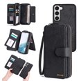 thumbnail image 1 of Allytechgroup Cell Phone Bag Case for Samsung Galaxy S25+, 2 In 1 Wallet Case Detachable Back Cover Zipper Pocket Hand Wrist Shockproof Large Space Cards Holder Purse Case for Galaxy S25 Plus, Black, 1 of 8