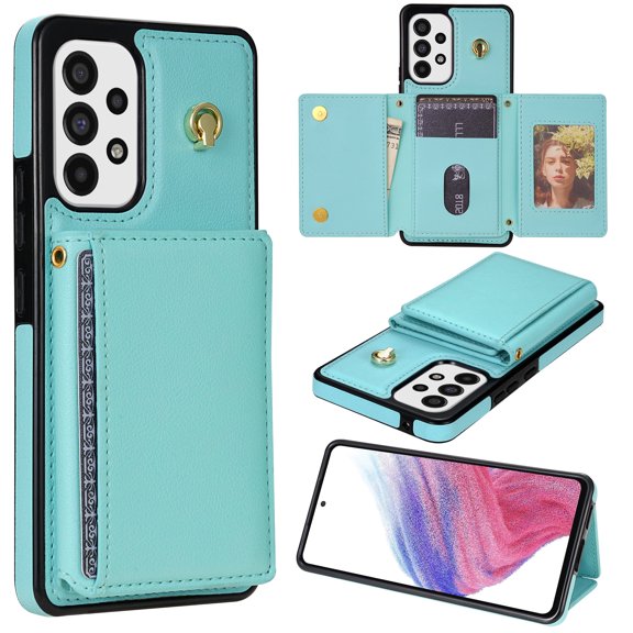 Allytechgroup Chic Case for Samsung Galaxy S20+ for Girls Women, With Card Holder Detachable Shoulder Strap Premium PU Leather Design Stand Shockproof Protective Phone Wallet Case, Mint