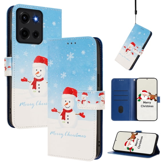 Allytechgroup Christmas Series Case for Motorola Edge (2025), Stylish Pattern PU Leather TPU Interior Flip Wallet Cards Slots Cash Pocket Hand Wrist Shockproof Phone Cover for Women Men, B