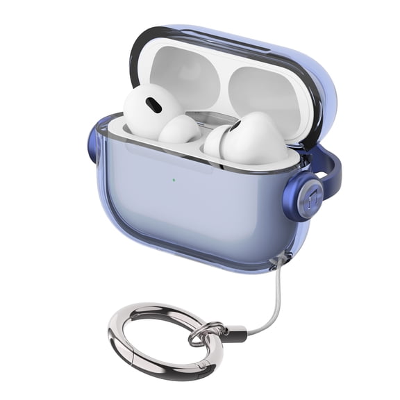 Allytechgroup Clear Airpods Pro 3 Case Cover with Keychain, [Anti-Yellowing] Shockproof Protective Cover Compatible with Apple Airpods Pro 3rd Gen (2025) Support Wireless Charging Case, Blue
